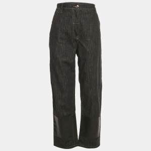 Pre Owned Brunello Cucinelli Black Denim Straight Leg Jeans M/Waist 32"