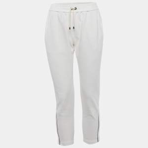 Pre Owned Brunello Cucinelli White Cotton Monili Detail Sweatpants S