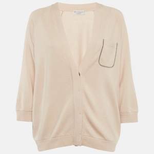 مملوكة مسبقًا كارديجان برونيليو كوتشينيللي كشمير وردي بجيب معدني مقاس كبير