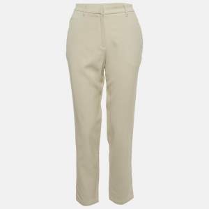 Pre Owned Brunello Cucinelli Beige Wool Blend Straight Fit Trousers S