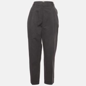 Pre Owned Brunello Cucinelli Grey Cotton Blend Straight Fit Trousers M