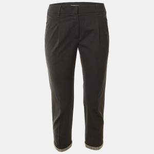 مملوكة مسبقًا بنطلون قصير برونيلو كوتشينيللي صوف رمادي غامق مزين مونيل مقاس صغير