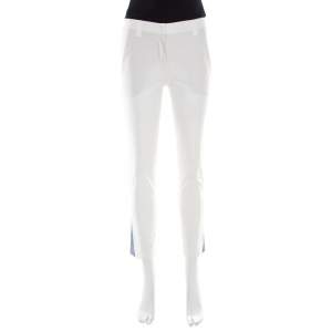 Brunello Cucinelli White Cotton Stretch Tapered Formal Trousers S