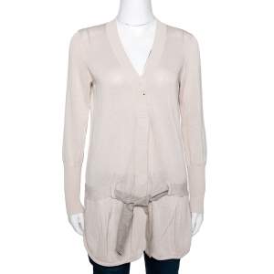 Brunello Cucinelli Beige Knit Belted Button Front Cardigan XL