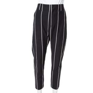 Brunello Cucinelli Black Striped Cotton Tapered Pants M