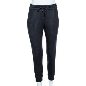 Brunello Cucinelli Dark Grey Wool & Silk Trim Detailed Joggers XS