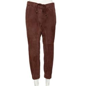Brunello Cucinelli Brown Suede Elasticized Waist Detailed Pants M