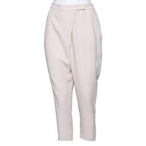 Brunello Cucinelli Beige Silk Crepe Pants M