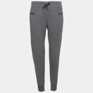 Brunello Cucinelli Grey Cotton Metallic Rib Knit Trimmed Joggers XS
