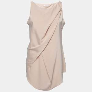 Brunello Cucinelli Cream Silk Draped Sleeveless Top L