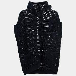 Brunello Cucinelli Navy Blue Crochet-Knit Hooded Cardigan M