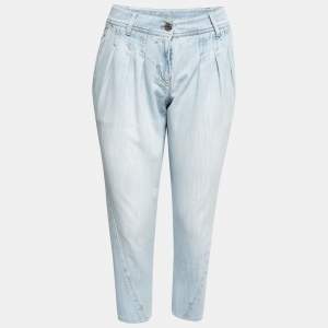 Brunello Cucinelli Light Blue Denim Pleated Cropped Jeans S Waist 28"