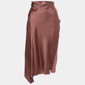 Brunello Cucinelli Blush Pink Satin Draped Skirt M