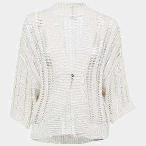 Brunello Cucinelli White & Cotton Knit Cardigan S