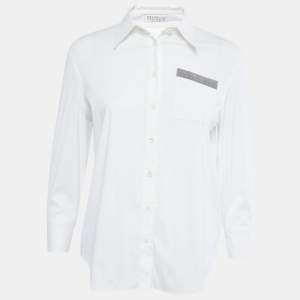 Brunello Cucinelli White Cotton Long Sleeve Button Down Shirt M