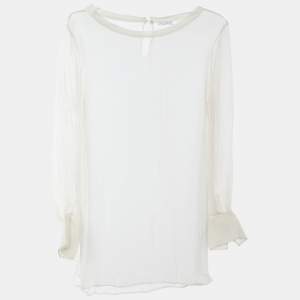 Brunello Cucinelli Cream Silk Sheer Tunic L 