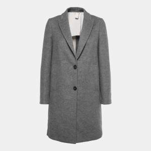 Brunello Cucinelli Grey Wool Single-Breasted Coat S
