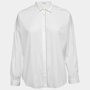 Brunello Cucinelli White Cotton Button Front Shirt S