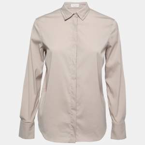 Brunello Cucinelli Beige Cotton Stretch Button Front Shirt XS
