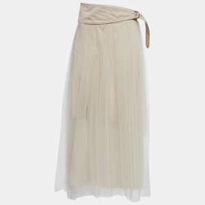 Brunello Cucinelli Pale Pink Tulle Midi Skirt S