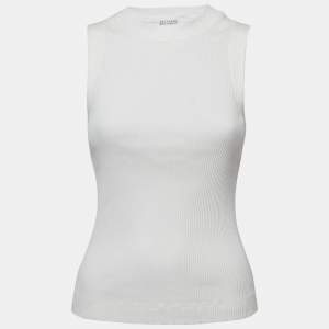 Brunello Cucinelli White Rib-Knit Tank Top L