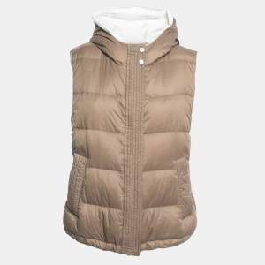Brunello Cucinelli Brown Nylon Padded Hooded Gilet 2XL