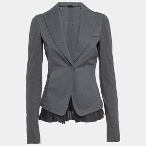 Brunello Cucinelli Grey Knit Flared Blazer XS
