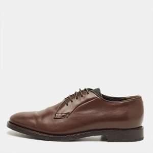 Pre Owned Brunello Cucinelli Brown Leather Monili Embellish Derby Size 38