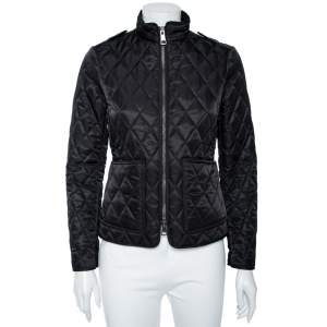 Burberry Brit Black Synthetic Quilted Zip Front Jacket XS