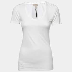 Burberry Brit White Jersey Logo Embroidered Short Sleeve T-Shirt XS