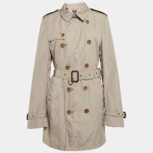 Burberry Brit Beige Synthetic Kensigton Belted Trench Coat M