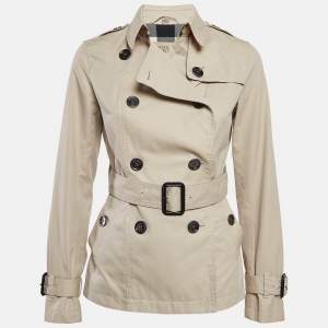 Burberry Brit Beige Gabardine Belted Short Coat S