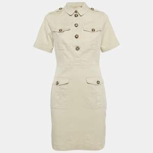 Pre Owned Burberry Brit Beige Cotton Utility Mini Dress M