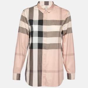 Pre Owned Burberry Brit Pink Nova Checks Cotton Shirt L