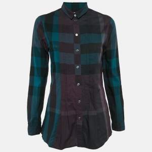 Burberry Brit Multicolor Nova Check Cotton Pleated Shirt S