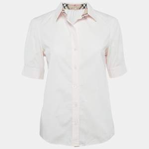 Burberry Light Pink Cotton Button Front Blouse S
