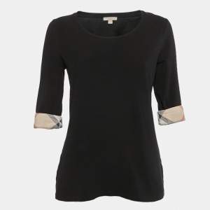 Burberry Brit Black Checks Cuff Jersey T-Shirt M