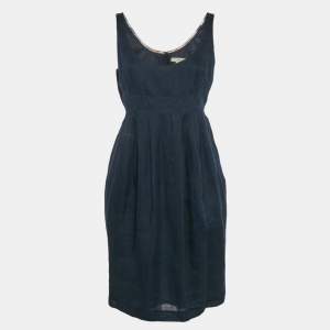 Burberry Brit Blue Ramie Pleated Short Dress M