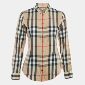 Burberry Brit Beige Nova Check Cotton Long Sleeve Shirt XS