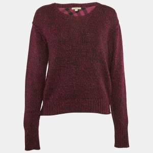 Burberry Brit Purple Cotton and Wool Knit Full Sleeve Sweater M