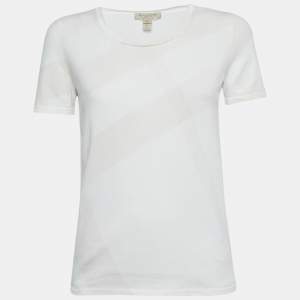 Burberry Brit White Tartan Print Crew-Neck T-Shirt XS