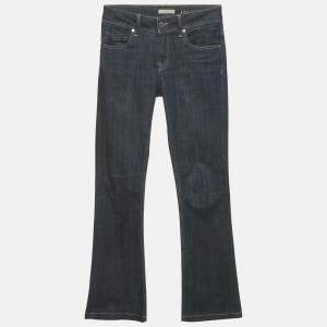 Pre Owned Burberry Brit Navy Blue Denim Boot Leg Jeans S Waist 25"