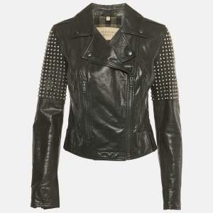 Burberry Brit Black Studded Leather Biker Jacket S