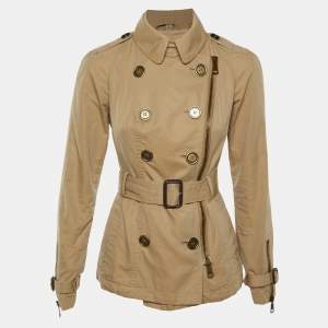 Burberry Brit Light Brown Cotton Belted Trench Jacket S