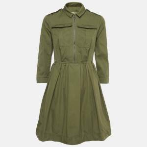 Pre Owned Burberry Brit Olive-Green Cotton Blend Mini Dress S