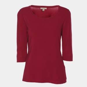 Pre Owned Burberry Brit Magenta Jersey Long Sleeve Top S