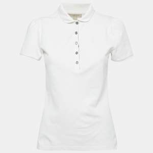 Pre Owned Burberry Brit White Cotton Pique Polo T-Shirt M