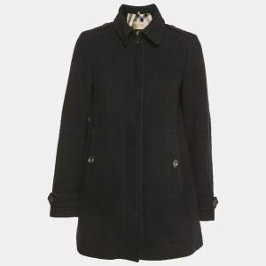 Pre Owned Burberry Brit Black Wool Blend Short Coat S 