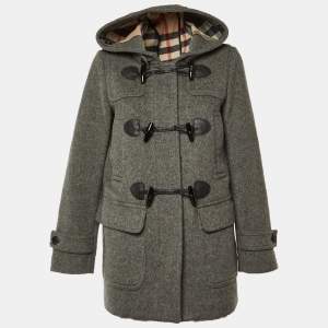 مملوكة مسبقًا Burberry Brit Grey Wool Hooded Toggle Coat M