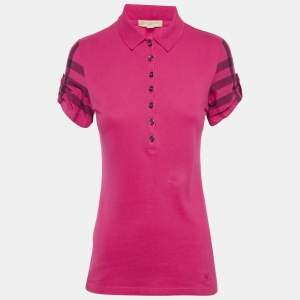 Pre Owned Burberry Brit Pink Pique Polo T-Shirt S